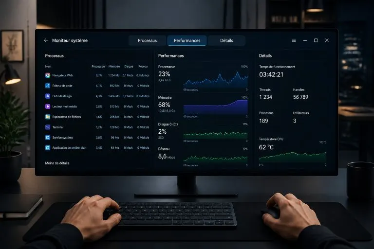 Interface de moniteur systeme moderne